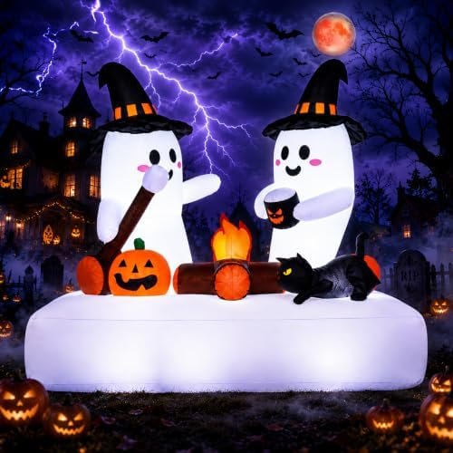 Halloween Inflatable Decor - Twin Ghosts, 5.5FT