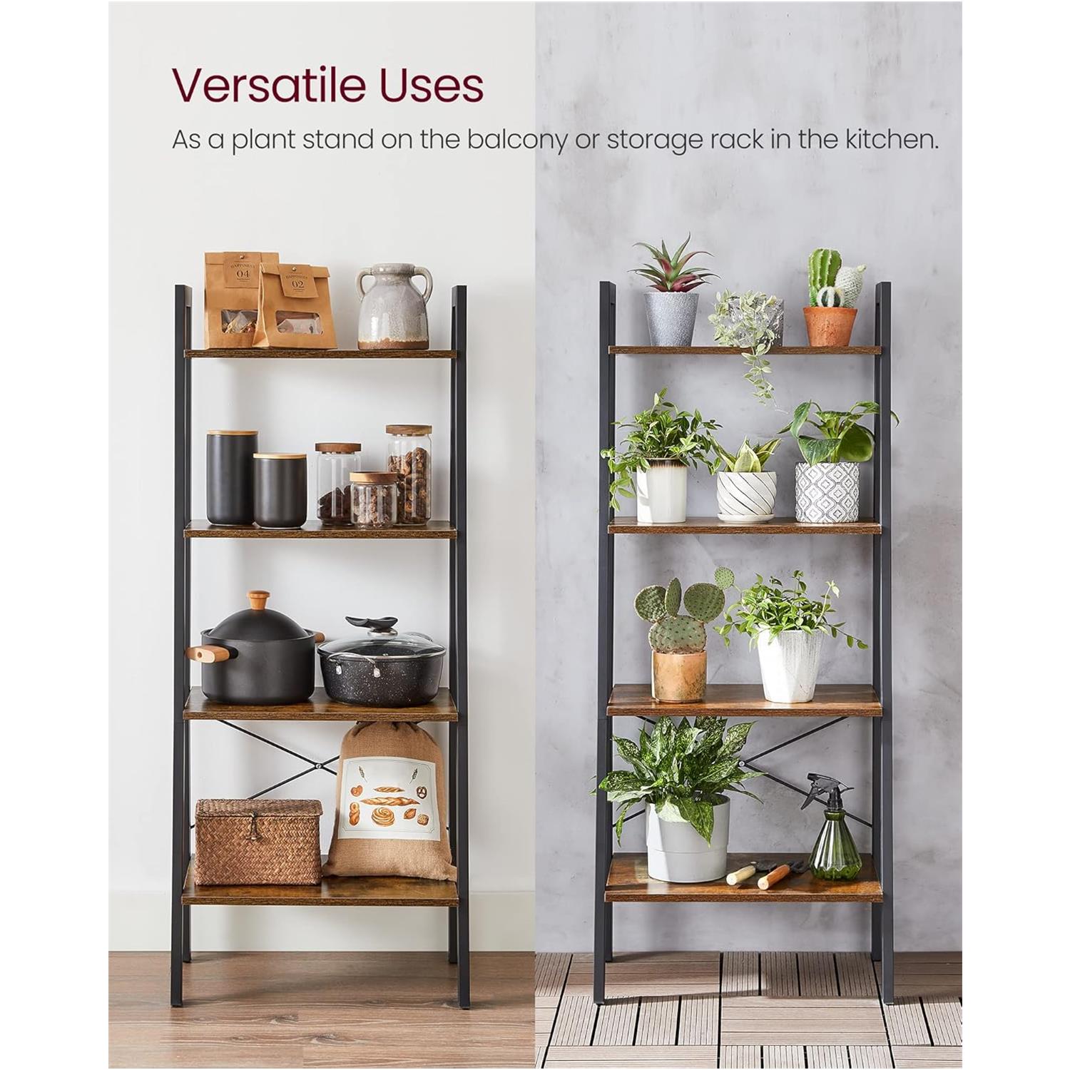 VASAGLE 4-tier ladder bookshelf with dimensions